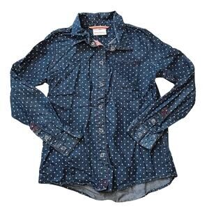 Hanna Andersson 100% Cotton Polka Dot Chambray Shirt 130